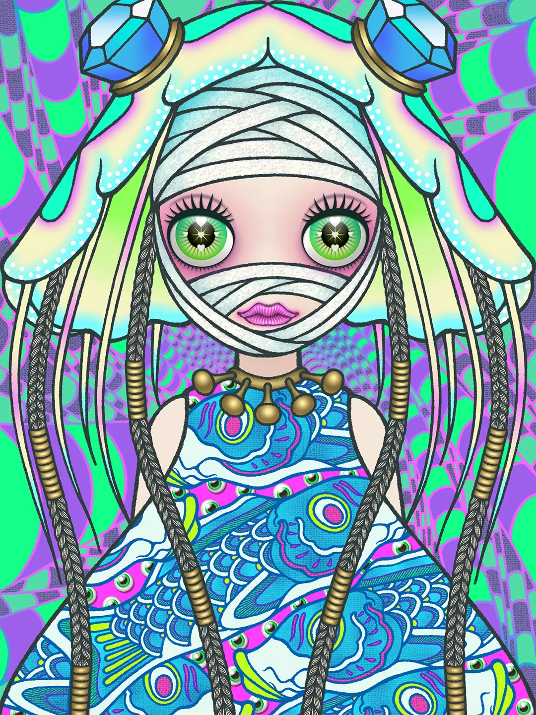 NFT art : Cosmic uripoko GIRL Jellyfish